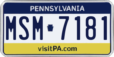 PA license plate MSM7181