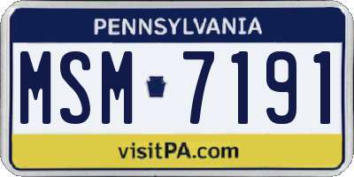 PA license plate MSM7191