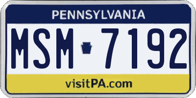 PA license plate MSM7192