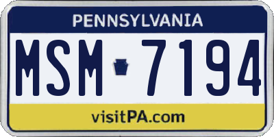 PA license plate MSM7194
