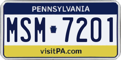 PA license plate MSM7201