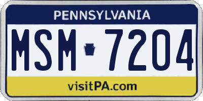PA license plate MSM7204