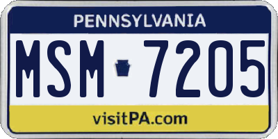 PA license plate MSM7205