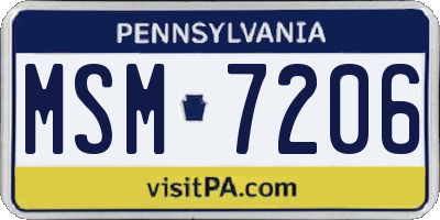 PA license plate MSM7206