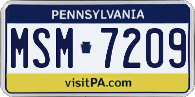 PA license plate MSM7209