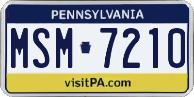 PA license plate MSM7210