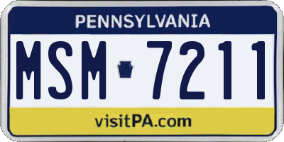 PA license plate MSM7211