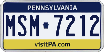 PA license plate MSM7212