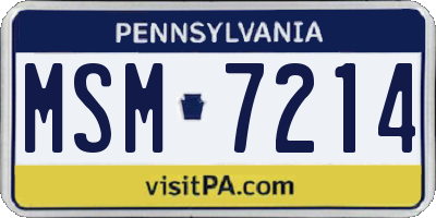 PA license plate MSM7214
