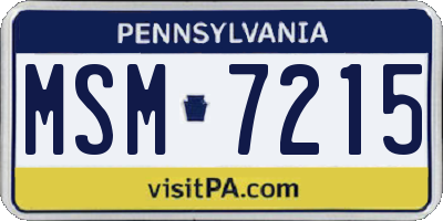 PA license plate MSM7215