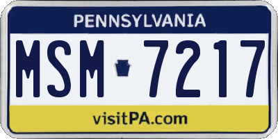 PA license plate MSM7217