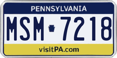 PA license plate MSM7218