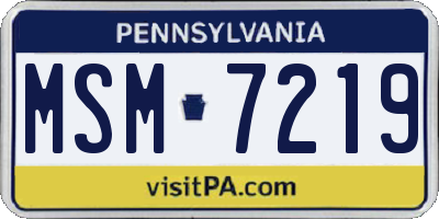 PA license plate MSM7219