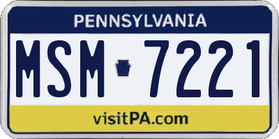 PA license plate MSM7221