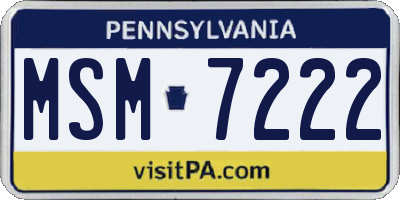 PA license plate MSM7222