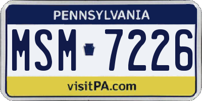 PA license plate MSM7226