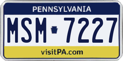 PA license plate MSM7227