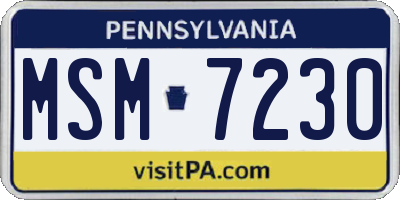 PA license plate MSM7230