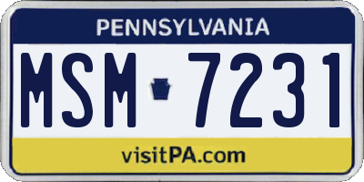 PA license plate MSM7231