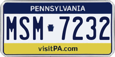PA license plate MSM7232