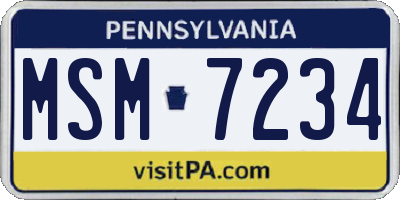 PA license plate MSM7234