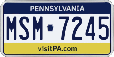 PA license plate MSM7245