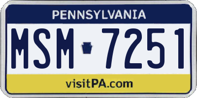 PA license plate MSM7251