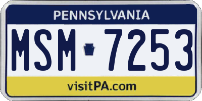 PA license plate MSM7253