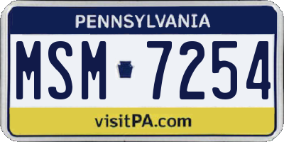 PA license plate MSM7254