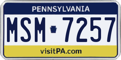 PA license plate MSM7257