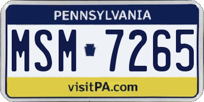 PA license plate MSM7265