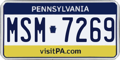 PA license plate MSM7269