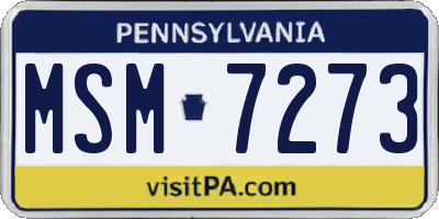PA license plate MSM7273