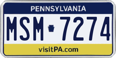 PA license plate MSM7274