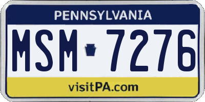 PA license plate MSM7276