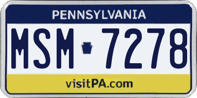 PA license plate MSM7278