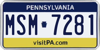 PA license plate MSM7281