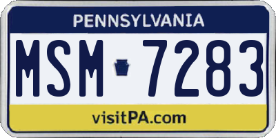 PA license plate MSM7283