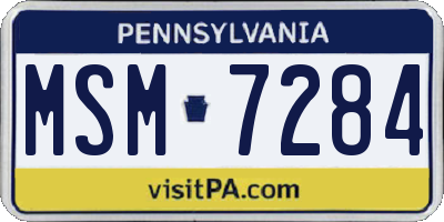 PA license plate MSM7284