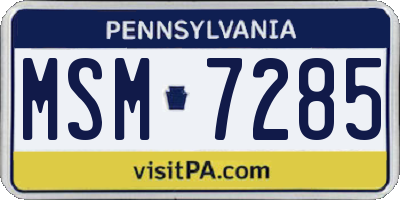 PA license plate MSM7285