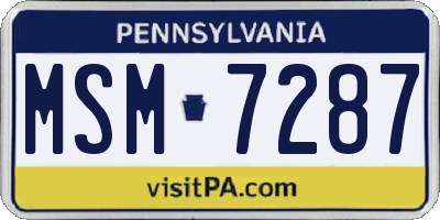 PA license plate MSM7287