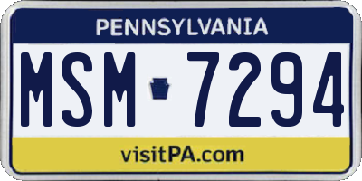 PA license plate MSM7294