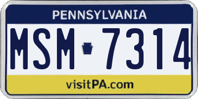 PA license plate MSM7314