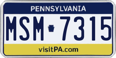PA license plate MSM7315