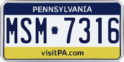 PA license plate MSM7316