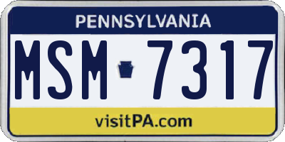 PA license plate MSM7317