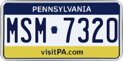 PA license plate MSM7320