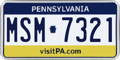 PA license plate MSM7321