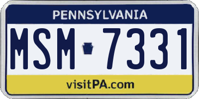 PA license plate MSM7331