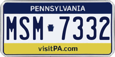 PA license plate MSM7332